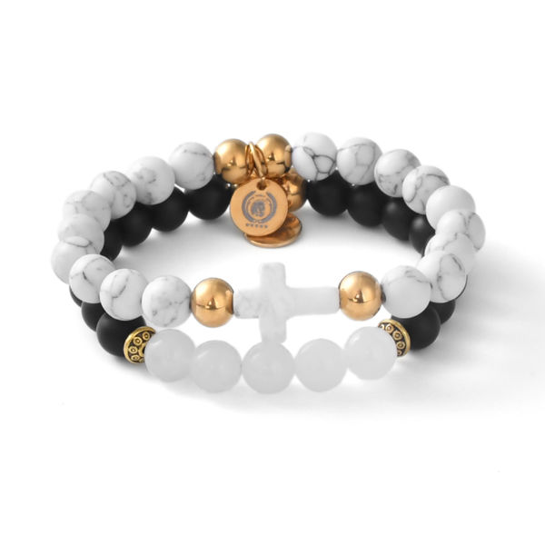 Dark & White Pearls Bracelet set | Lalutte -